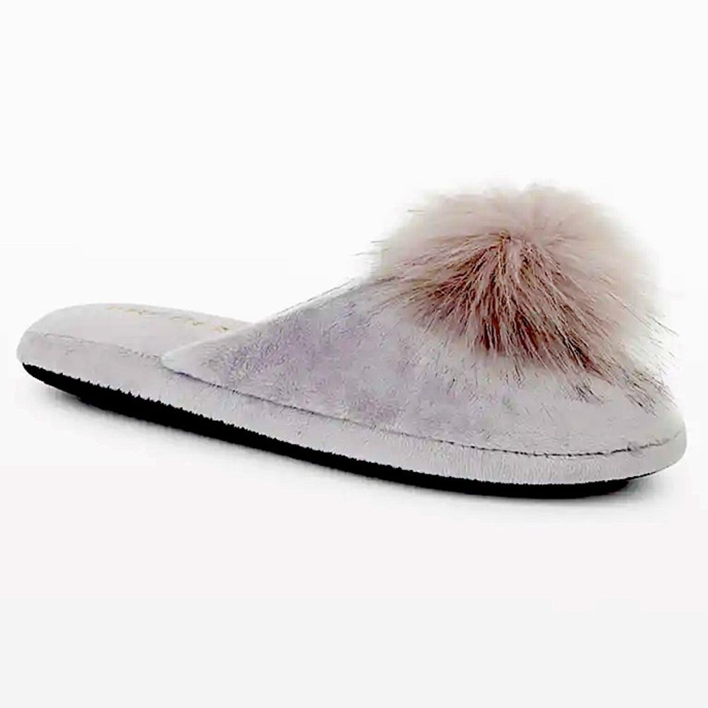 Patricia Green "Daisy" velour slippers with Pom XL